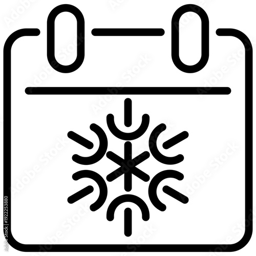 Calendar with snow symbols icon