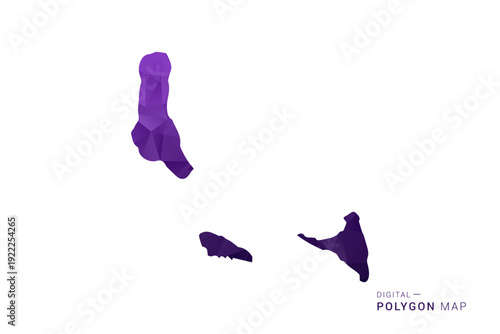 Comoros Map - Polygon Style Vector Illustration in Deep Purple Gradient, Low Poly Geometric Design, Isolated on White Background for Infographics and Digital Use.
