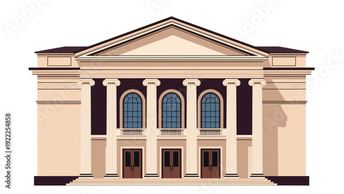 Elegant classical building featuring grand columns, arches, and a pediment typical of a grand theater or historical museum.