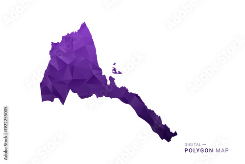 Eritrea Map - Polygon Style Vector Illustration in Deep Purple Gradient, Low Poly Geometric Design, Isolated on White Background for Infographics and Digital Use.