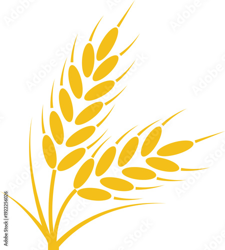 Wallpaper Mural Wheat icon in yellow flat style. Featuring grain ear spike silhouette vector design for agriculture farming harvest bakery food logo branding graphic element isolated on transparent background. Torontodigital.ca