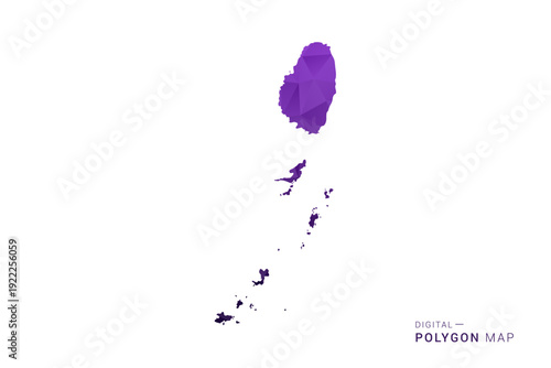 Saint Vincent and the Grenadines Map - Polygon Style Vector Illustration in Deep Purple Gradient, Low Poly Geometric Design, Isolated on White Background for Infographics and Digital Use.