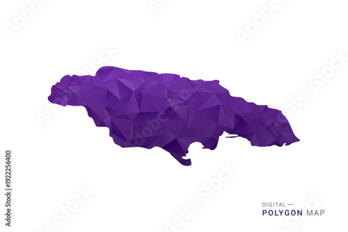 Jamaica Map - Polygon Style Vector Illustration in Deep Purple Gradient, Low Poly Geometric Design, Isolated on White Background for Infographics and Digital Use.
