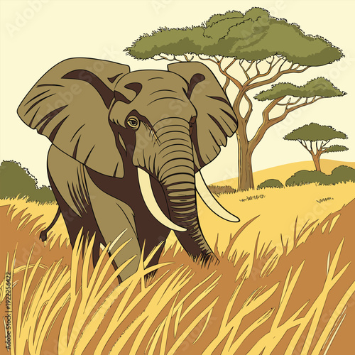 a elephant waking forest
