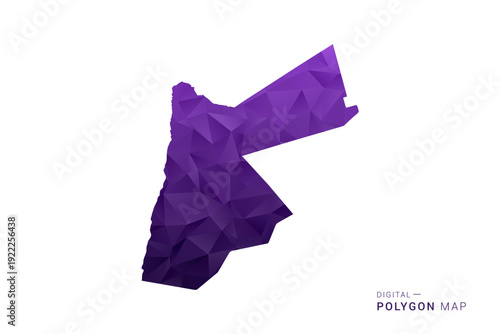 Jordan Map - Polygon Style Vector Illustration in Deep Purple Gradient, Low Poly Geometric Design, Isolated on White Background for Infographics and Digital Use.