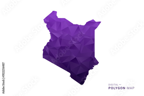 Kenya Map - Polygon Style Vector Illustration in Deep Purple Gradient, Low Poly Geometric Design, Isolated on White Background for Infographics and Digital Use.