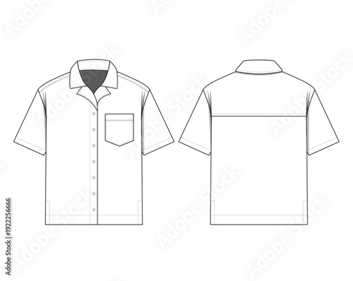 hawaiian shirts flat fashion front and back illustration