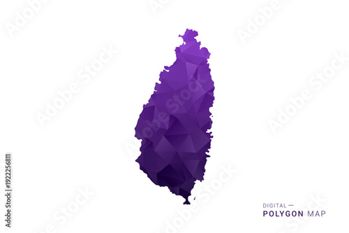 Saint Lucia Map - Polygon Style Vector Illustration in Deep Purple Gradient, Low Poly Geometric Design, Isolated on White Background for Infographics and Digital Use.