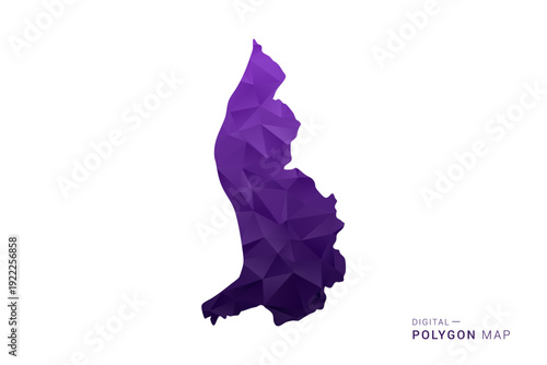 Liechtenstein Map - Polygon Style Vector Illustration in Deep Purple Gradient, Low Poly Geometric Design, Isolated on White Background for Infographics and Digital Use.