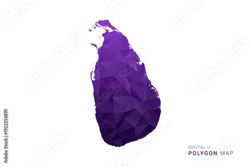Sri Lanka Map - Polygon Style Vector Illustration in Deep Purple Gradient, Low Poly Geometric Design, Isolated on White Background for Infographics and Digital Use.