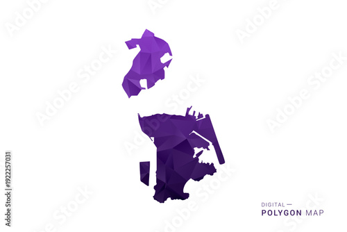 Macao Map - Polygon Style Vector Illustration in Deep Purple Gradient, Low Poly Geometric Design, Isolated on White Background for Infographics and Digital Use.
