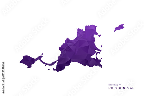 Saint Martin Map - Polygon Style Vector Illustration in Deep Purple Gradient, Low Poly Geometric Design, Isolated on White Background for Infographics and Digital Use.