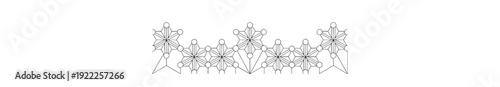 Decorative Snowflake Border Line Art – Minimal Winter Frame Pattern, Elegant Frost Crystal Vector Design