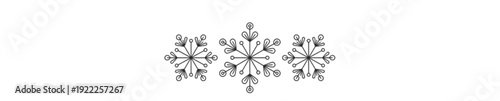 Elegant Snowflake Line Icons Set – Minimal Winter Outline Symbols, Symmetrical Crystal Vector Collection