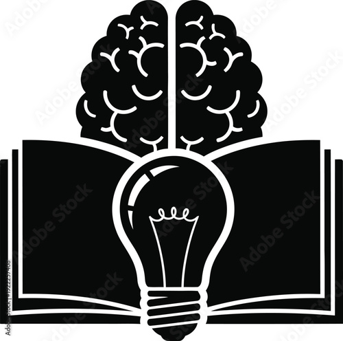 Innovative learning and intellectual growth concept with brain and lightbulb