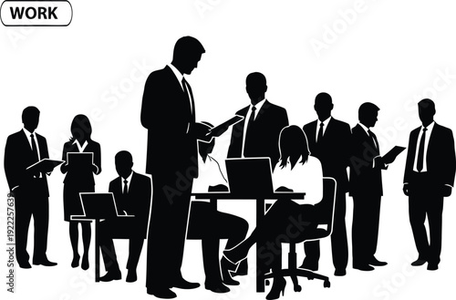 A group of business professionals gathered around a conference table in a meeting