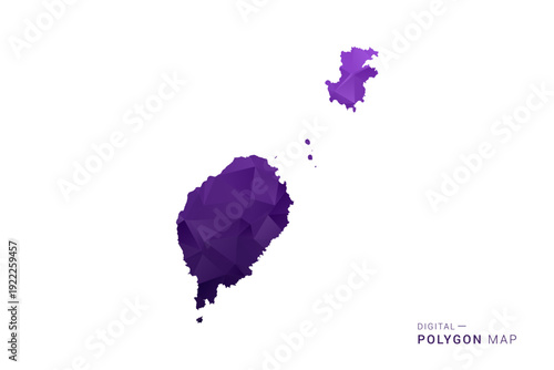 Sao Tome and Principe Map - Polygon Style Vector Illustration in Deep Purple Gradient, Low Poly Geometric Design, Isolated on White Background for Infographics and Digital Use.