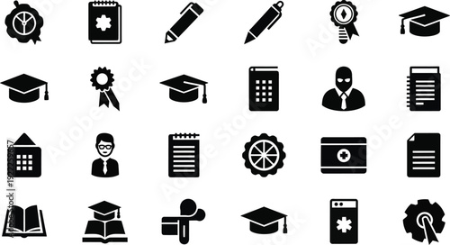 Educational icons and symbols for learning and academics