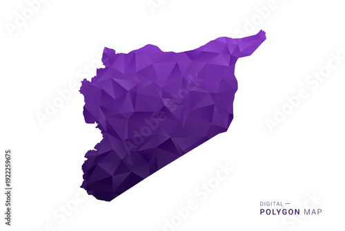 syria Map - Polygon Style Vector Illustration in Deep Purple Gradient, Low Poly Geometric Design, Isolated on White Background for Infographics and Digital Use.