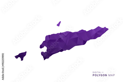 Timor Leste Map - Polygon Style Vector Illustration in Deep Purple Gradient, Low Poly Geometric Design, Isolated on White Background for Infographics and Digital Use.