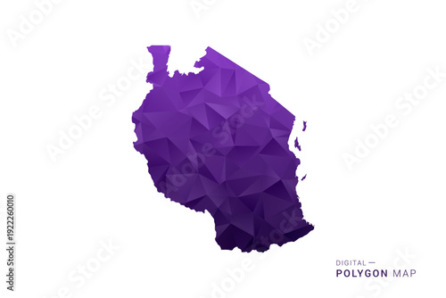 Tanzania Map - Polygon Style Vector Illustration in Deep Purple Gradient, Low Poly Geometric Design, Isolated on White Background for Infographics and Digital Use.