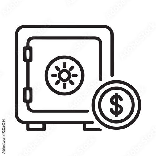 Islamic banking and savings vault icon with dollar coin for financial security and Sharia-compliant investment on transparent background
