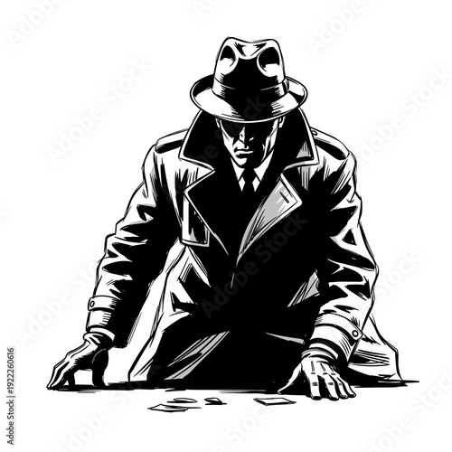 Mysterious Private Investigator Silhouette in Urban Scene