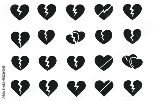 Broken heart icon silhouette vector illustration isolated
