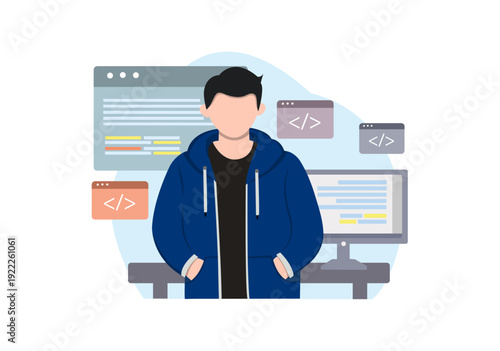 Software Developer Profession Character Profile Illustration