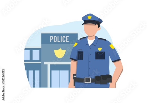 Police Officer Profession Character Profile Illustration