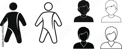 Diverse silhouettes of people in different poses and styles for design projects Vector