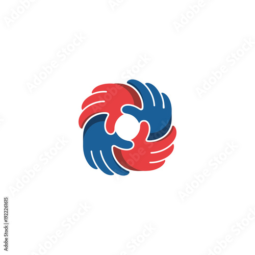 Teamwork Hands Circle Logo - Unity & Collaboration Abstract Icon