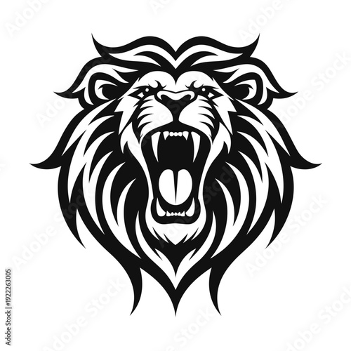 Wallpaper Mural Fierce Black and White Lion Head Vector Illustration Torontodigital.ca