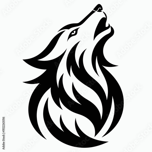 Wallpaper Mural Striking Black Vector Illustration Depicting a Howling Wolf, a Symbol of Strength and Wilderness Torontodigital.ca