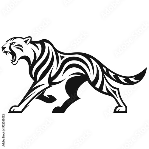 Wallpaper Mural Tribal Tattoo Design of a Fierce Feline Animal on a White Background Torontodigital.ca