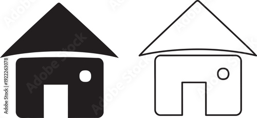 Minimalist house icon design, simple home symbol, modern architecture illustration Vector