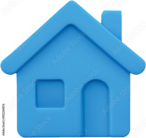 3d rendering of a blue home icon on a white isolated background.