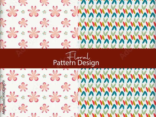 Vector watercolor painted flower. Hand drawn flower design elements isolated on white background, Mockup of 2 customizable repeatable patterns	