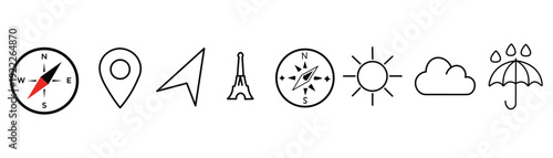 Free Download Wayfinding and Climate Indicator Line Icon Suite for Travel Interfaces - GFXLoad