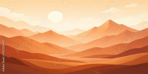 Sunset and sunrise over mountain landscape