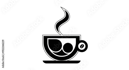 Simple coffee cup logo with steam rising, perfect for cafe branding and design.