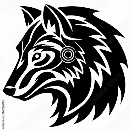 Wallpaper Mural Stylized Black and White Vector Illustration of a Majestic Wolf Head Profile Torontodigital.ca