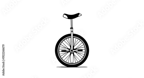 A black and white unicycle illustration with a seat and pedals for balance. 