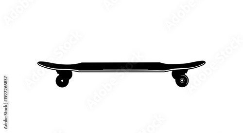A black longboard skateboard. Perfect for cruising and carving