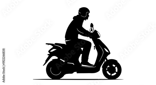Silhouette of a person riding a scooter, symbolizing freedom and transportation