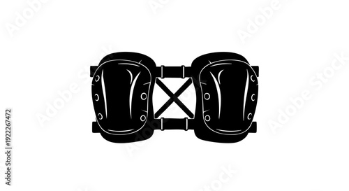 Knee pads silhouette isolated on black background 