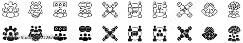 Society icon set. Group and human relationship symbol.