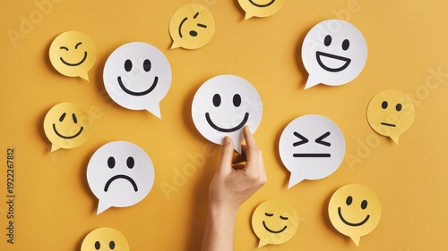 Wallpaper Mural Close up hand and emoticons Torontodigital.ca