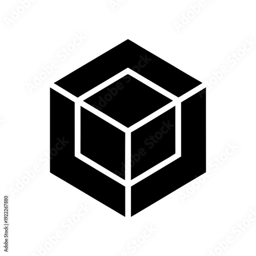 Virtual Overlay Cube Symbol Showing Immersive Augmented Experience On white Background Line Art Vector illustration