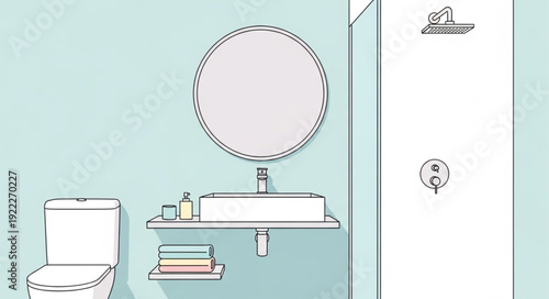 Modern Bathroom Interior With Toilet Sink and Shower.